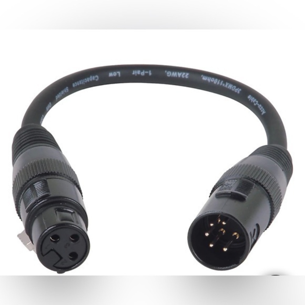 American D 5-Pin Male to 3-Pin
Female XLR Turnaround DMX
Cable